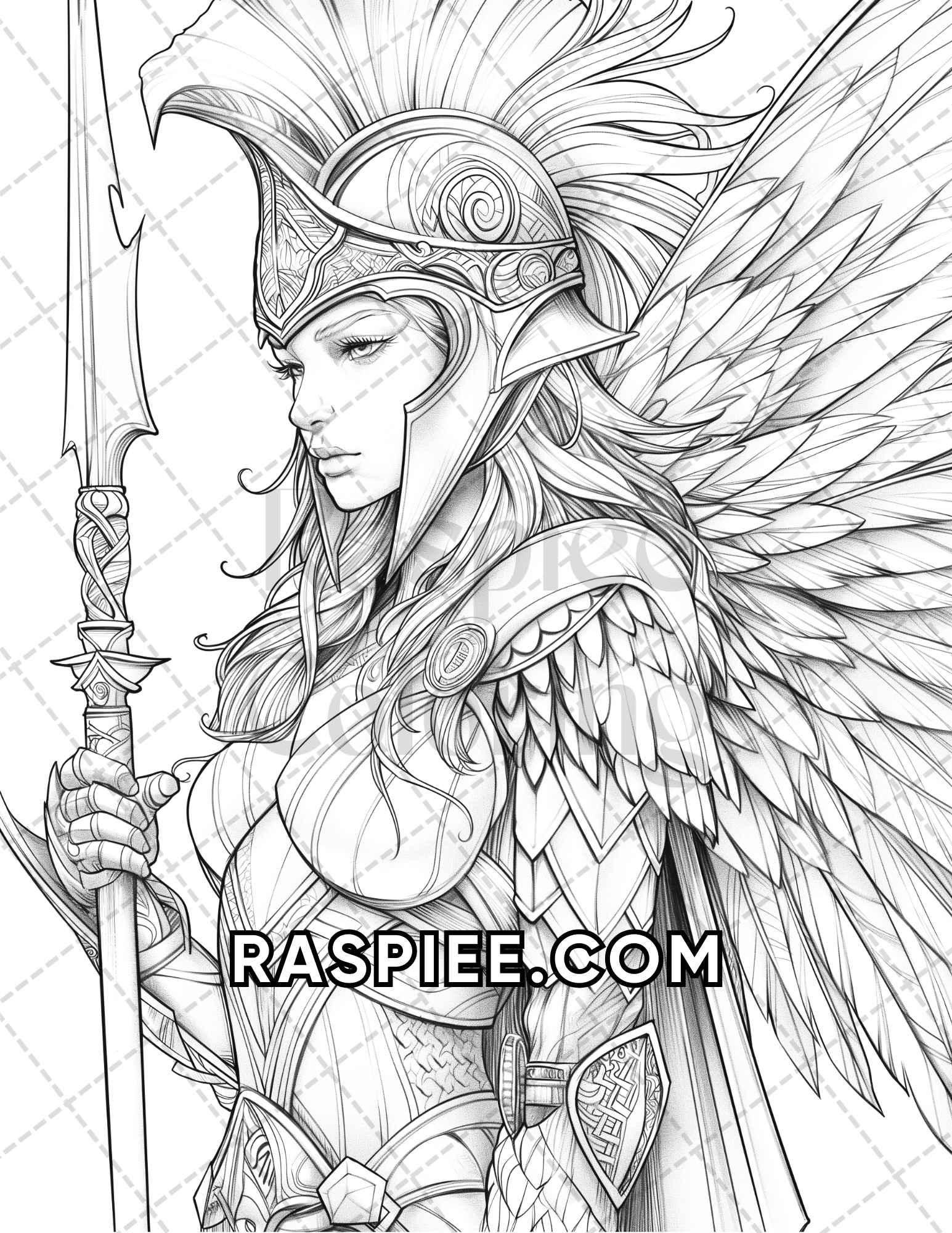 60 Fantasy Beauties Grayscale Adult Coloring Pages Printable PDF Instant Download