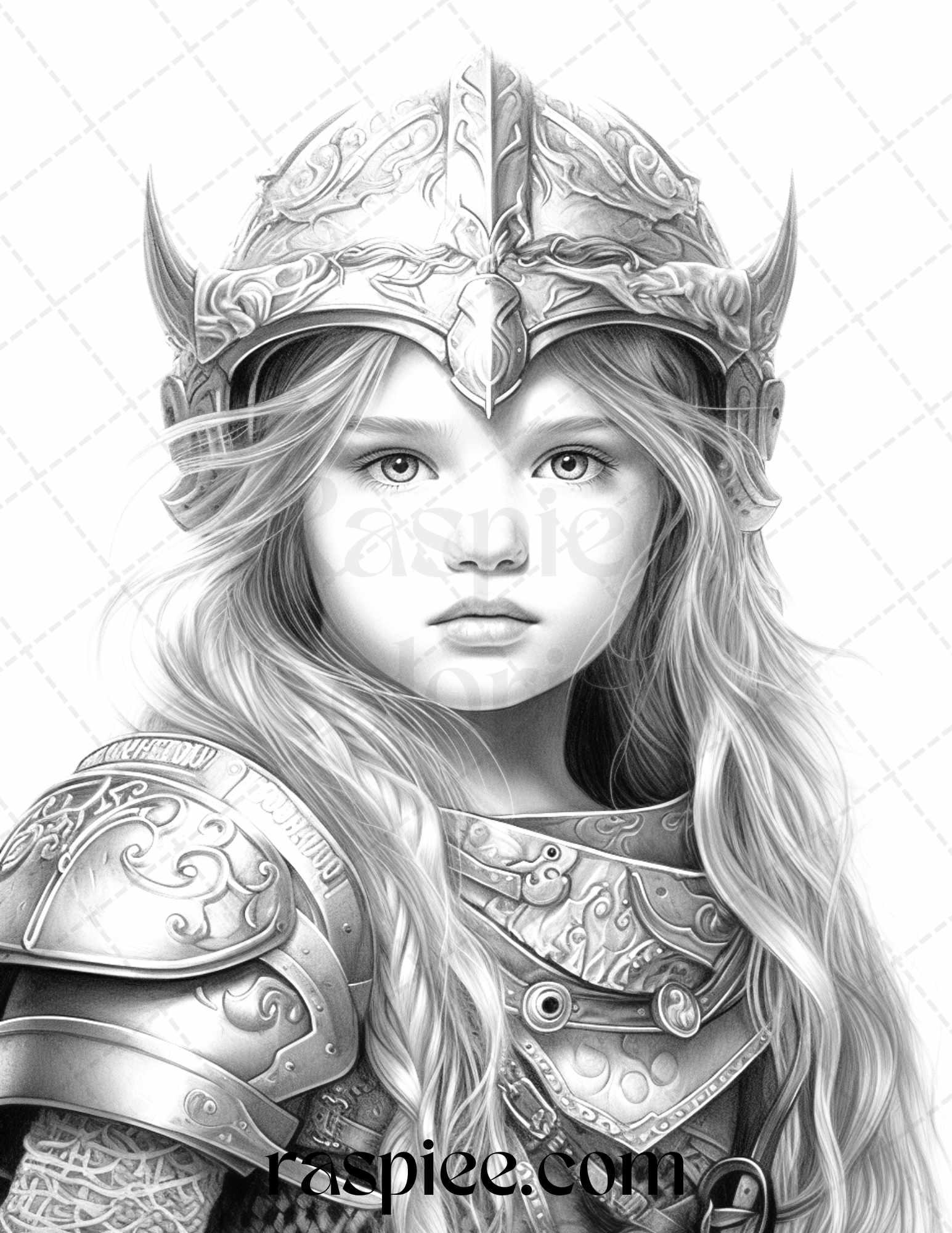 58 Little Viking Girls Boys Portrait Grayscale Coloring Pages Printable, PDF File Instant Download