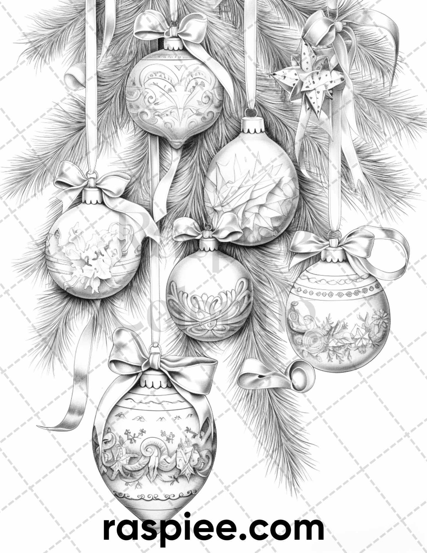 60 Merry Christmas Grayscale Coloring Pages Printable for Adult, Holiday Relaxation Art, PDF File Instant Download