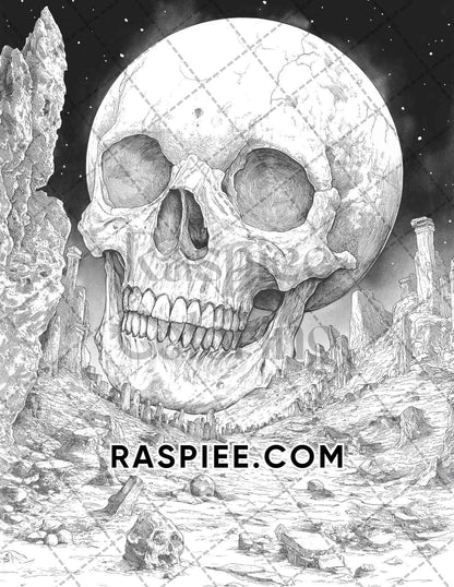 Halloween Surreal Adult Coloring Pages Printable PDF Instant Download