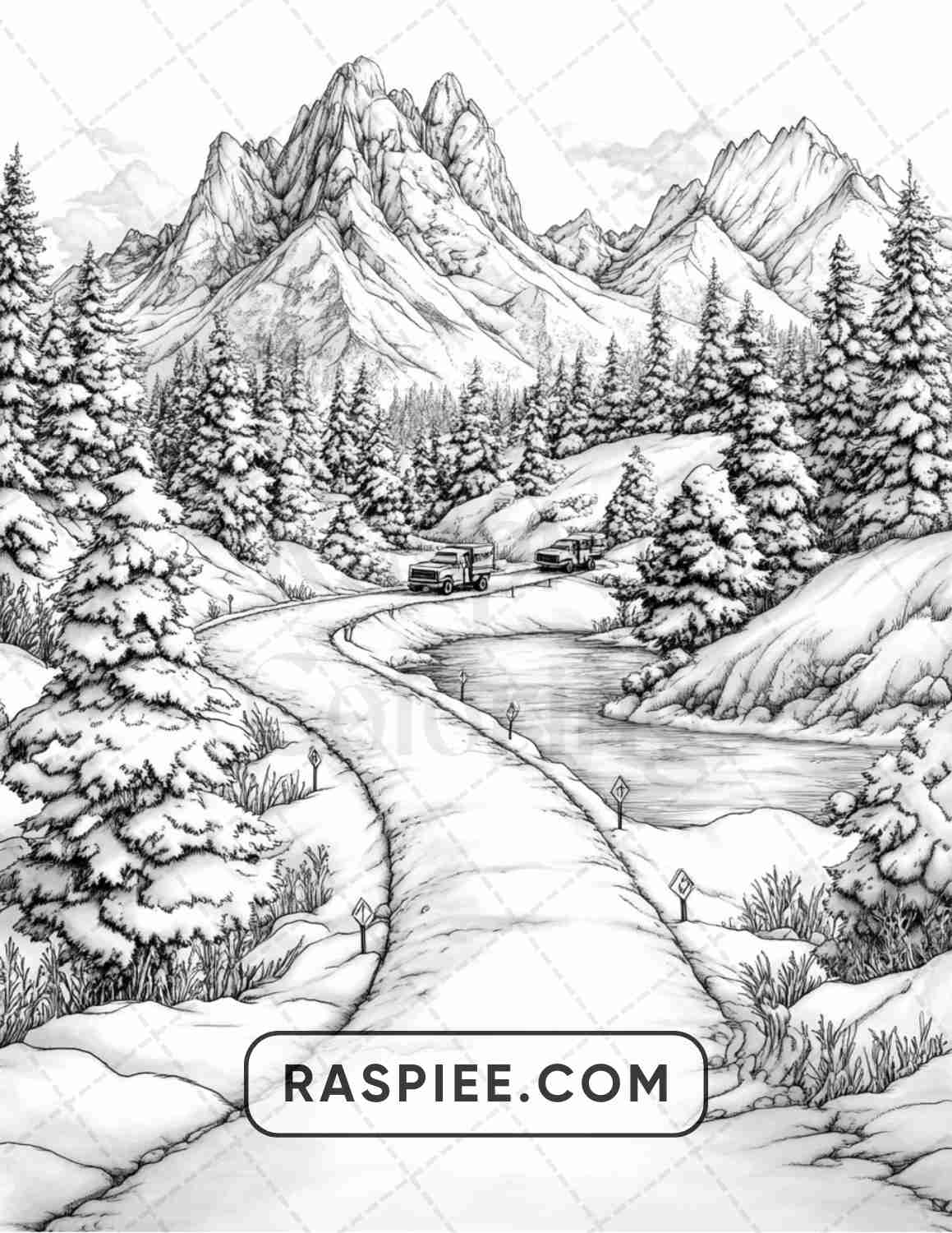 82 Winter Landscapes Adult Coloring Pages