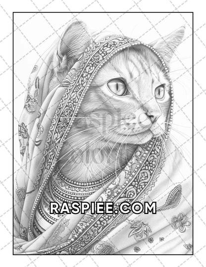 60 Cats Dressed Up Adult Coloring Pages Printable PDF Instant Download