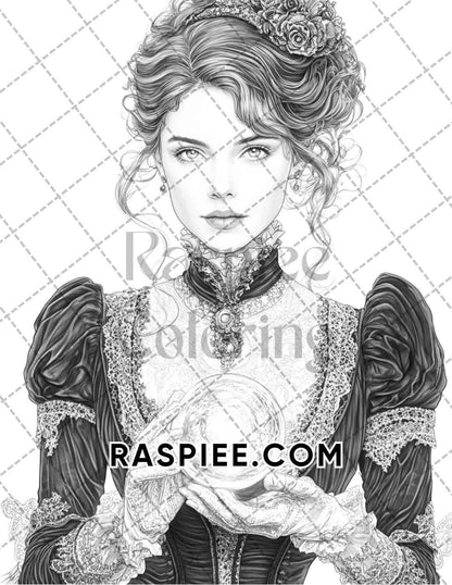 Enchanted Witches Adult Coloring Pages Printable PDF Instant Download