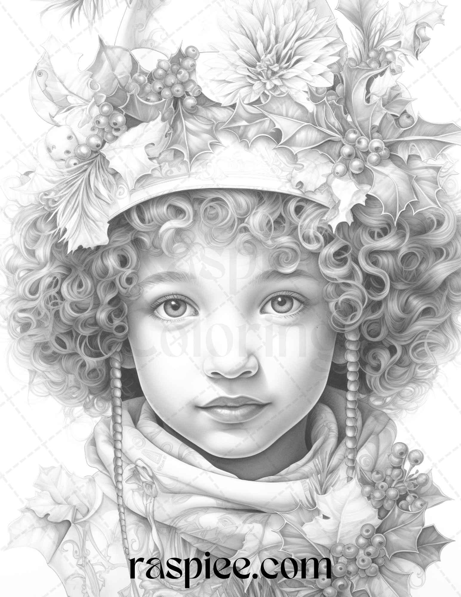 90 Merry Christmas Grayscale Coloring Pages Printable for Adults, PDF File Instant Download