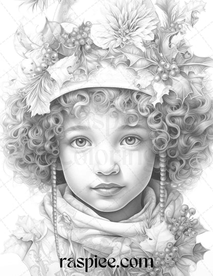90 Merry Christmas Grayscale Coloring Pages Printable for Adults, PDF File Instant Download