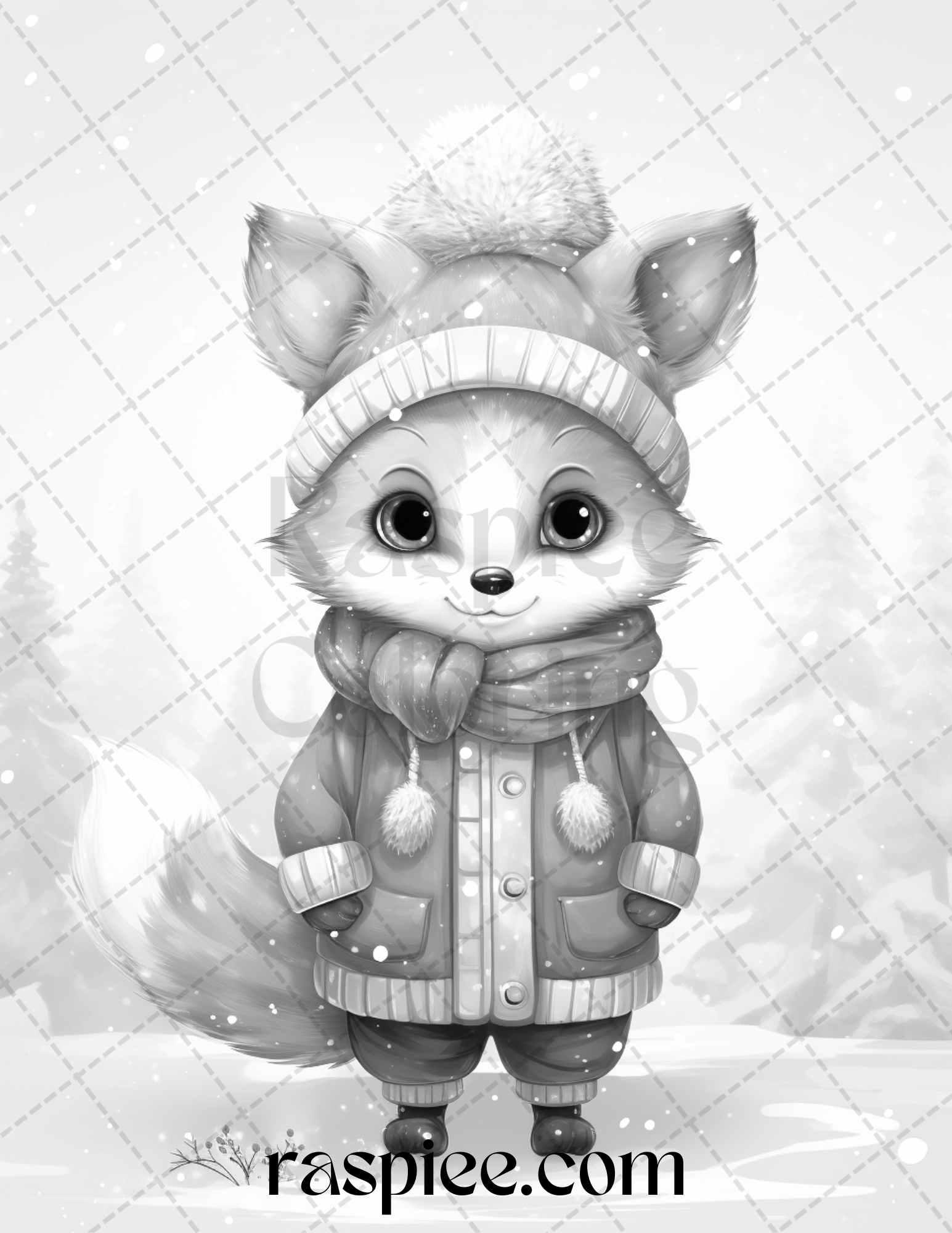 70 Christmas Critters Grayscale Coloring Pages Printable for Adults and Kids, PDF File Instant Download
