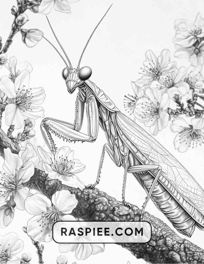Insects and Flowers Adult Coloring Pages