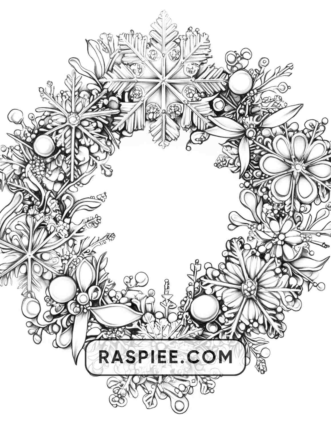 72 Christmas Wreaths Adult Coloring Pages