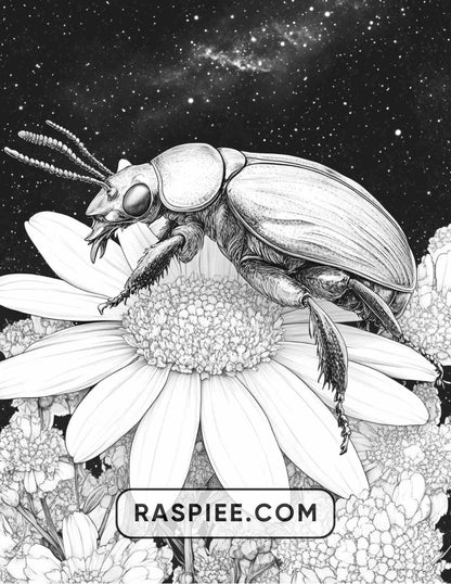 Insects and Flowers Adult Coloring Pages