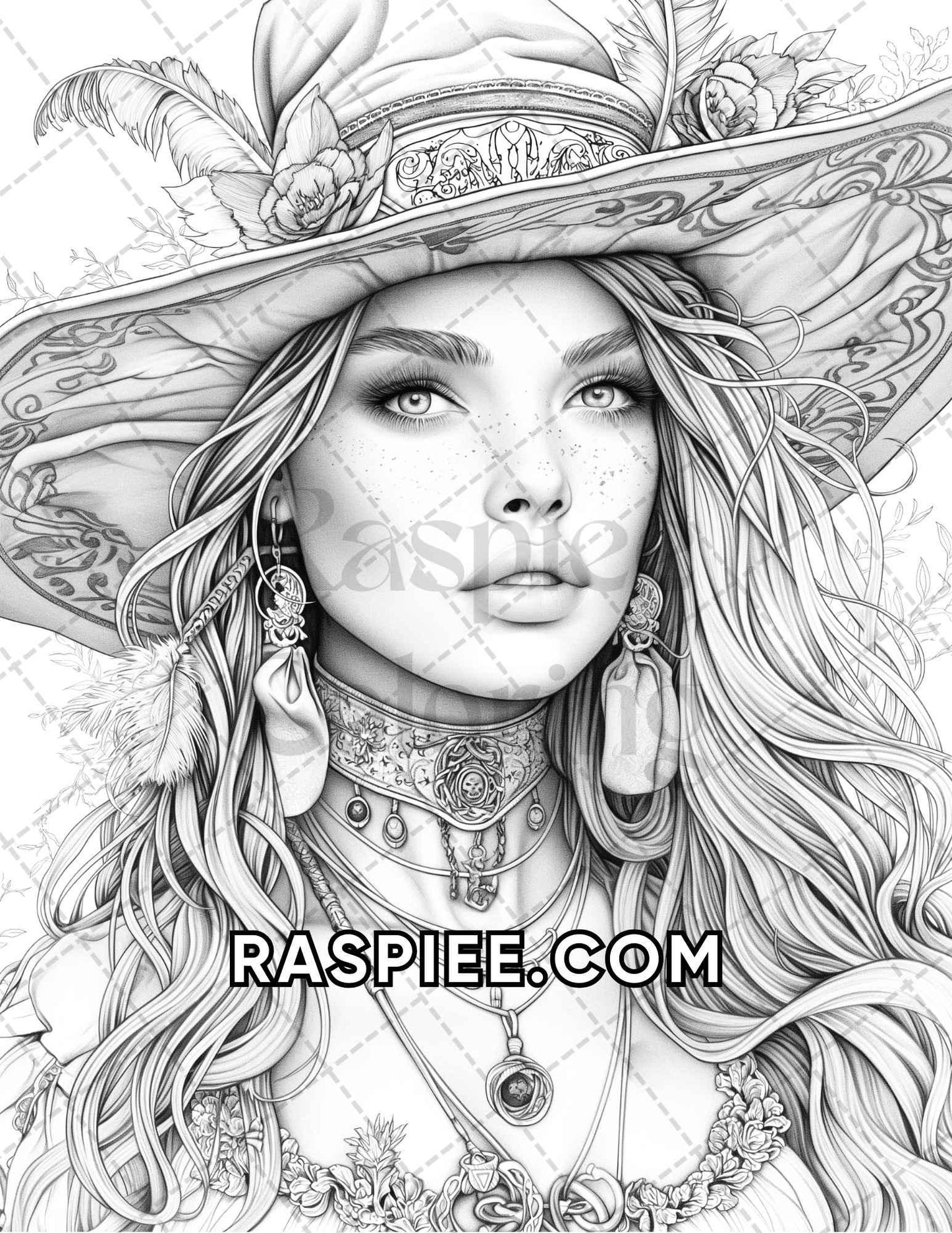 60 Fantasy Beauties Grayscale Adult Coloring Pages Printable PDF Instant Download