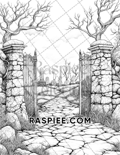 Halloween Surreal Adult Coloring Pages Printable PDF Instant Download