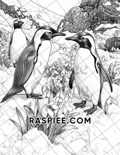 Flowers and Birds Adult Coloring Pages Printable PDF Instant Download