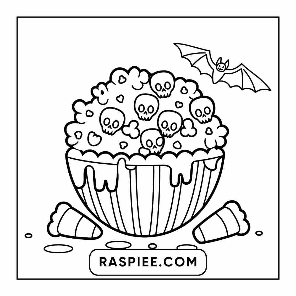 100 Bold Easy Spooky Food & Drinks Coloring Pages Printable PDF Instant Download