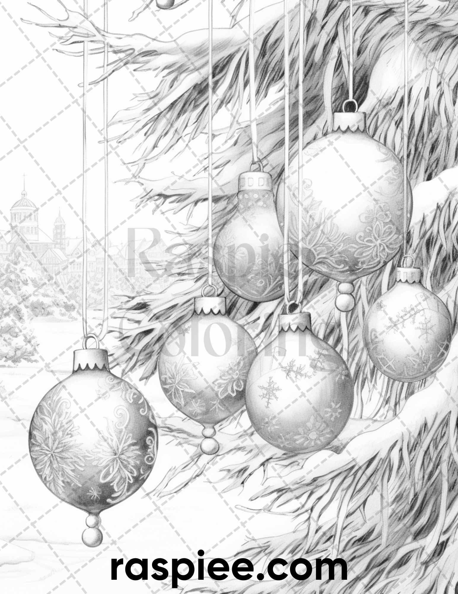 60 Merry Christmas Grayscale Coloring Pages Printable for Adult, Holiday Relaxation Art, PDF File Instant Download