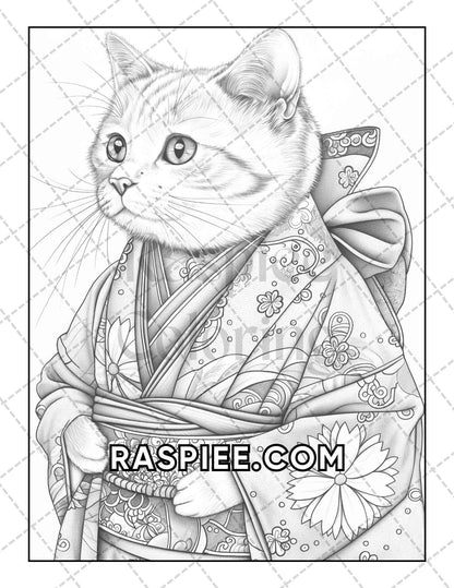 60 Cats Dressed Up Adult Coloring Pages Printable PDF Instant Download
