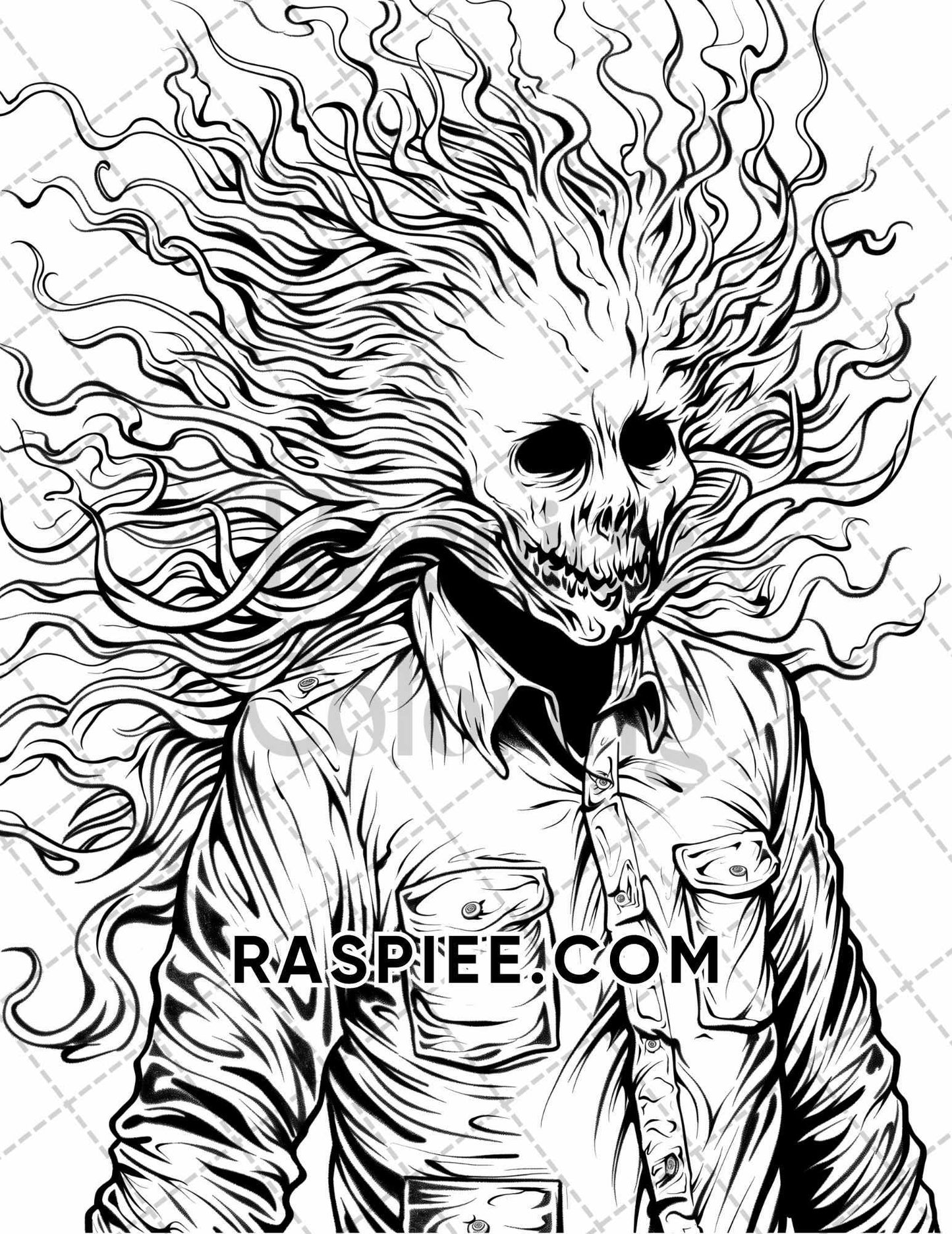 Freak Of Horror Halloween Adult Coloring Pages Printable PDF Instant Download