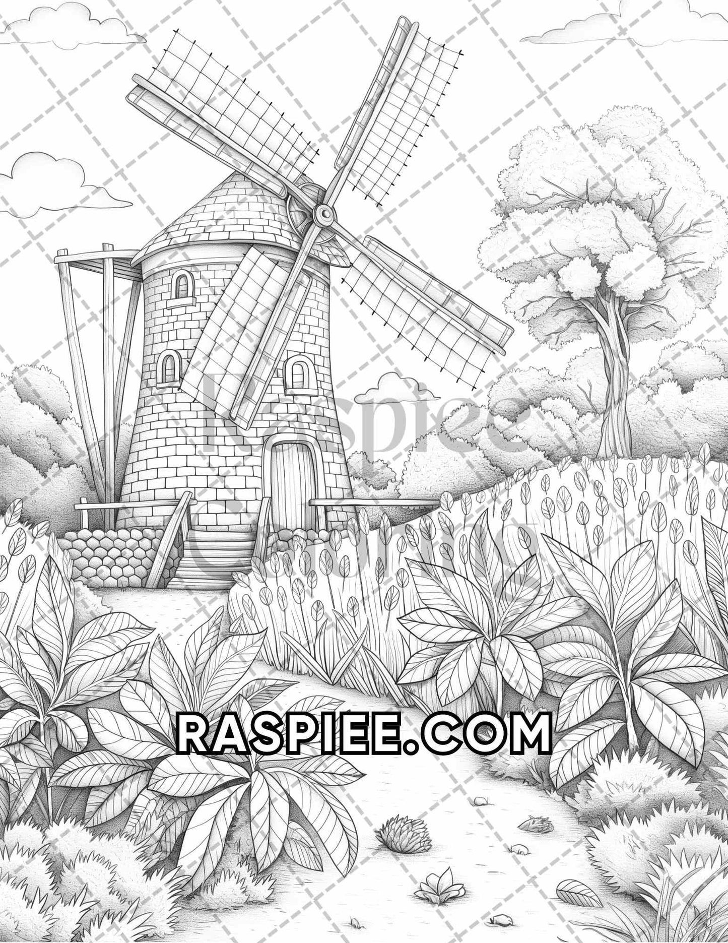 60 Relaxing Autumn Grayscale Adult Coloring Pages Printable PDF Instant Download