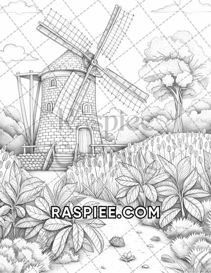 60 Relaxing Autumn Grayscale Adult Coloring Pages Printable PDF Instant Download