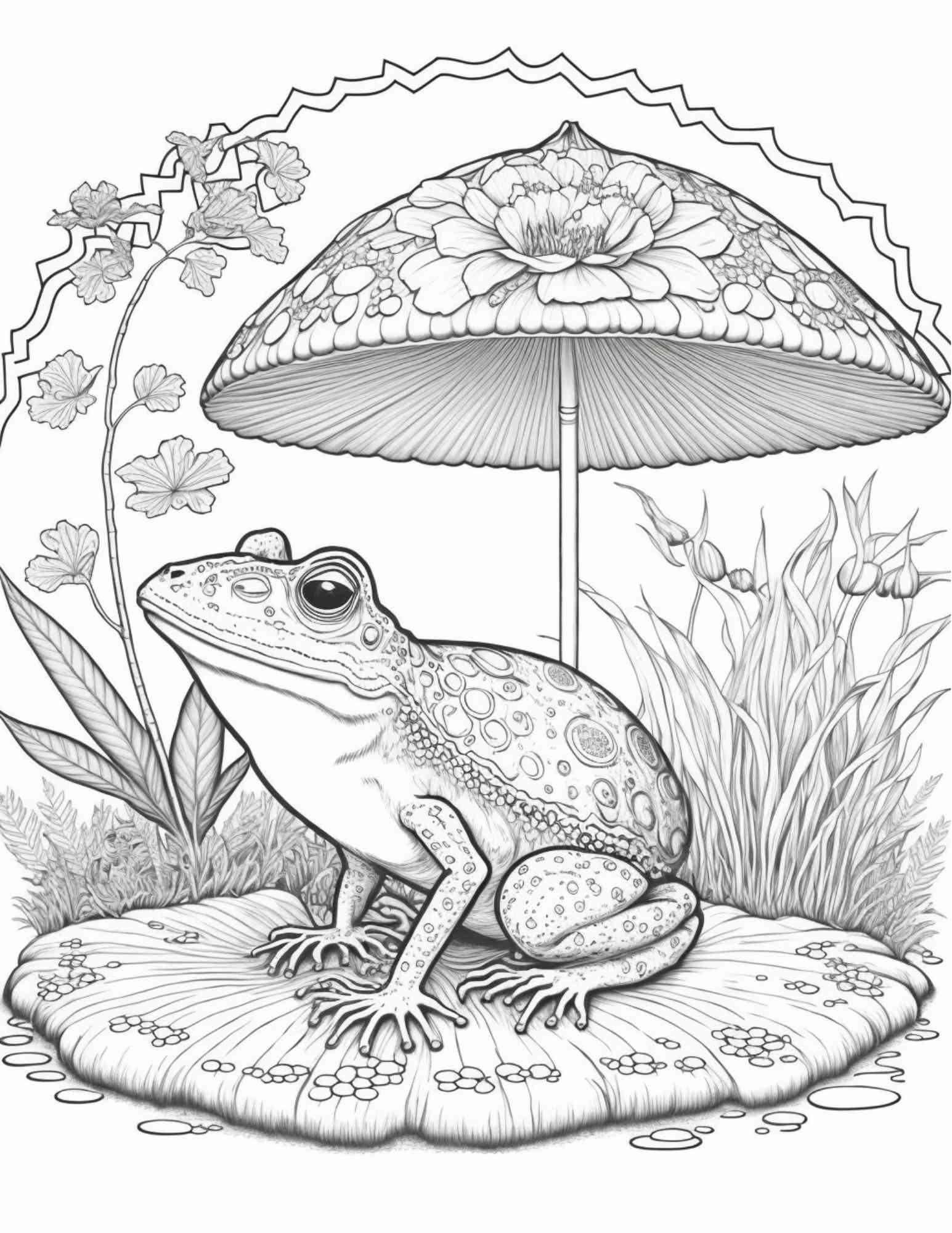 100 Mushroom Forest Coloring Pages Printable for Adults and Kids, Grayscale Coloring Book, Printable PDF File Instant Download