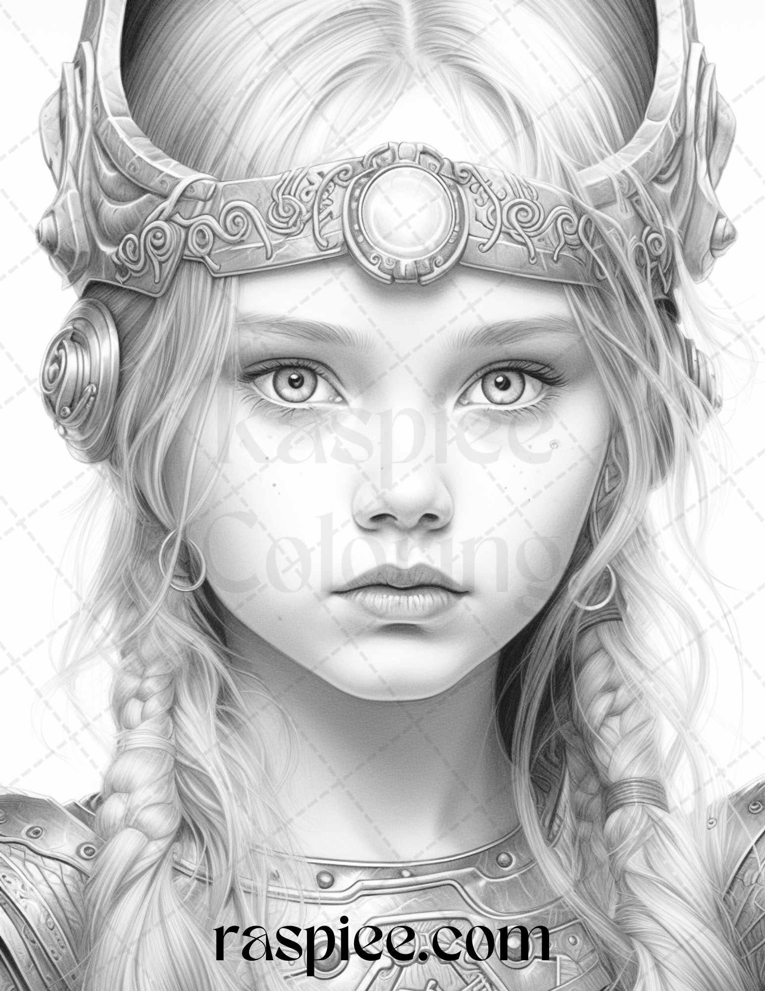 58 Little Viking Girls Boys Portrait Grayscale Coloring Pages Printable, PDF File Instant Download
