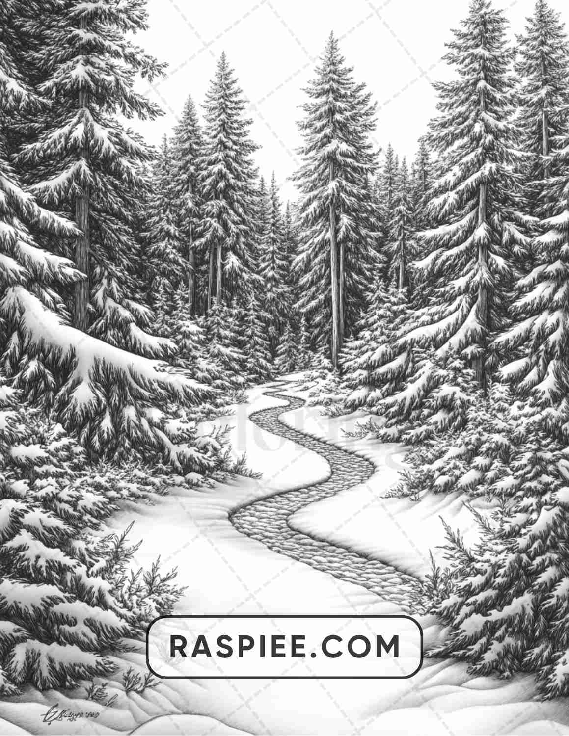 82 Winter Landscapes Adult Coloring Pages