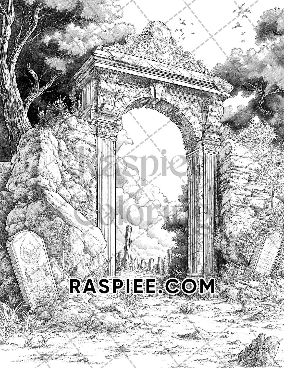Halloween Surreal Adult Coloring Pages Printable PDF Instant Download