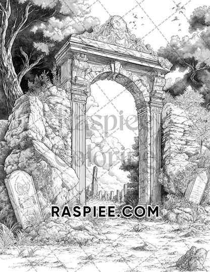 Halloween Surreal Adult Coloring Pages Printable PDF Instant Download
