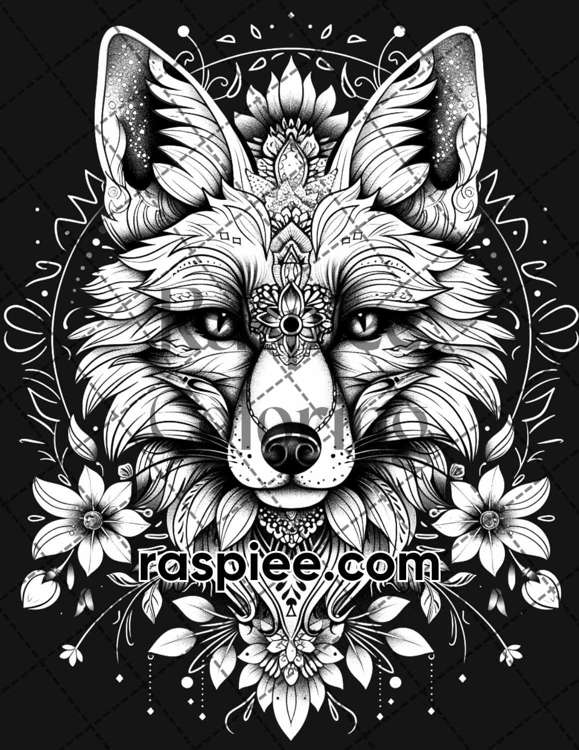 87 Spirit Animals Grayscale Adult Coloring Pages Printable PDF Instant Download
