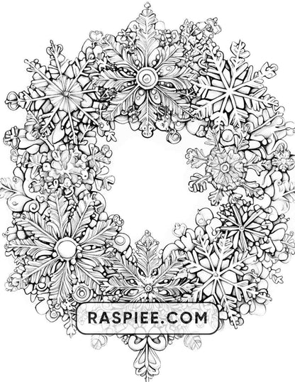 72 Christmas Wreaths Adult Coloring Pages