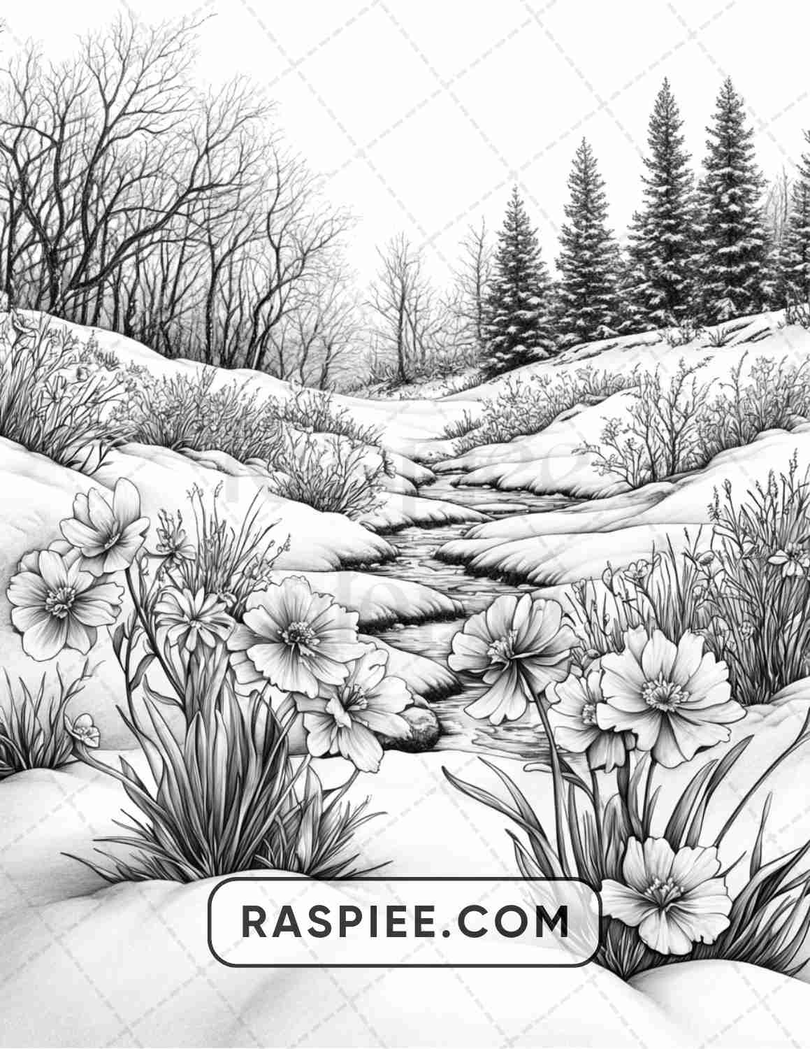 82 Winter Landscapes Adult Coloring Pages