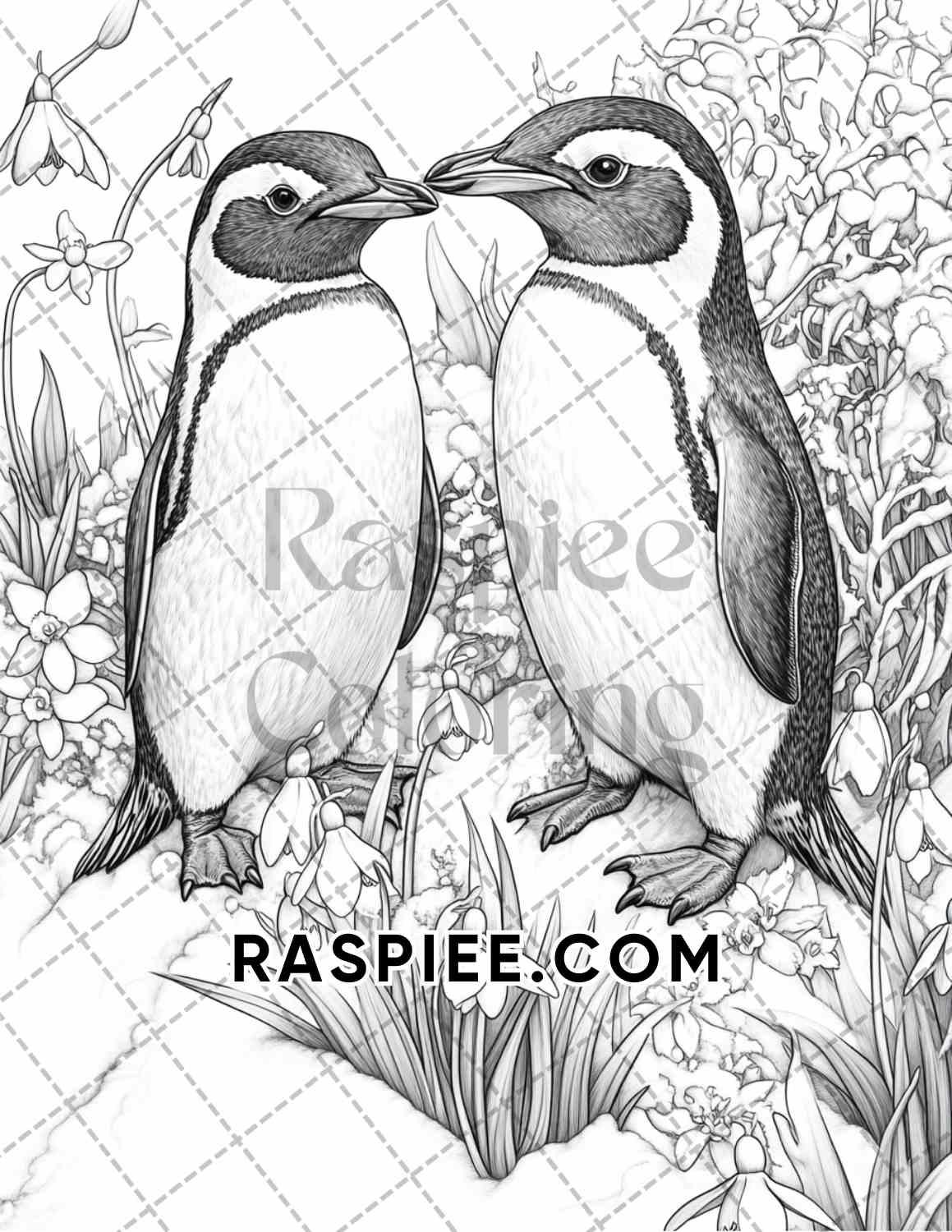 Flowers and Birds Adult Coloring Pages Printable PDF Instant Download