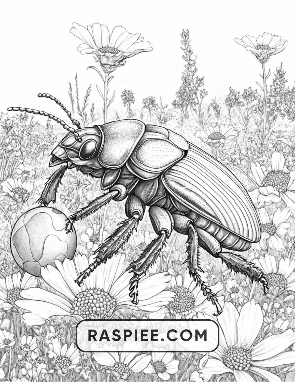 Insects and Flowers Adult Coloring Pages