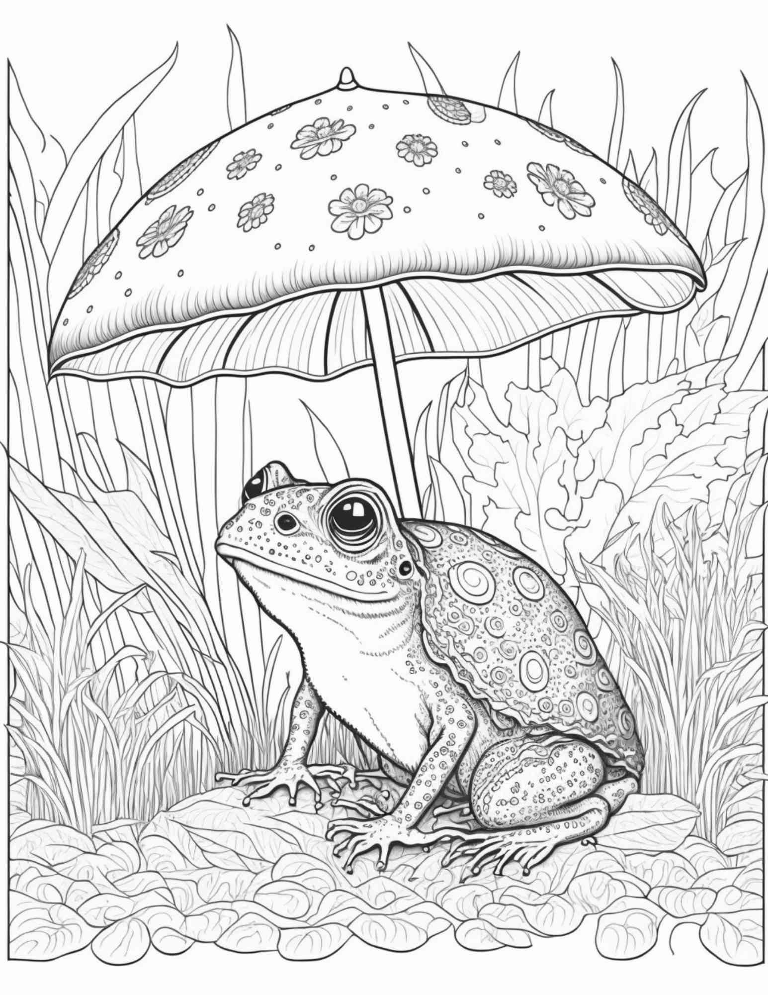 100 Mushroom Forest Coloring Pages Printable for Adults and Kids, Grayscale Coloring Book, Printable PDF File Instant Download