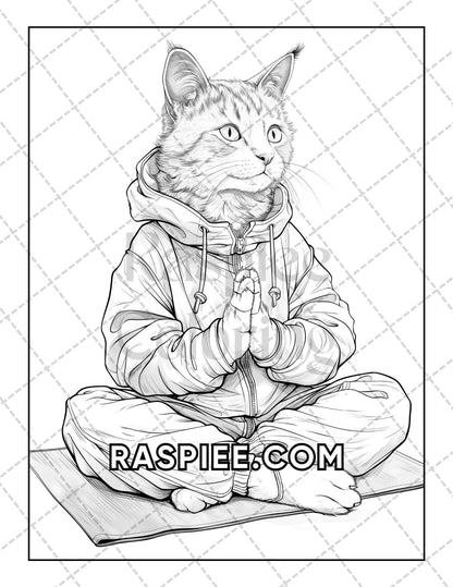60 Cats Dressed Up Adult Coloring Pages Printable PDF Instant Download