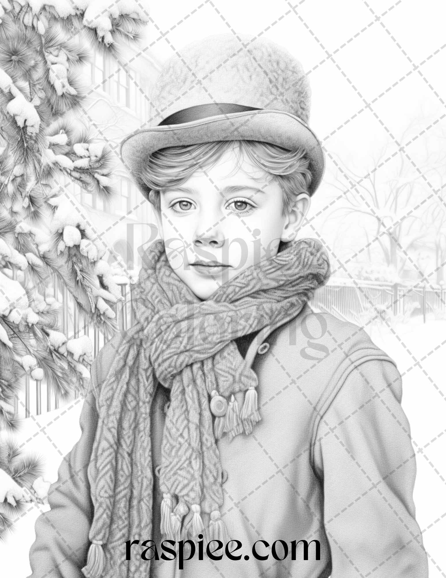 60 Victorian Winter Portrait Grayscale Coloring Pages Printable for Adults, PDF File Instant Download