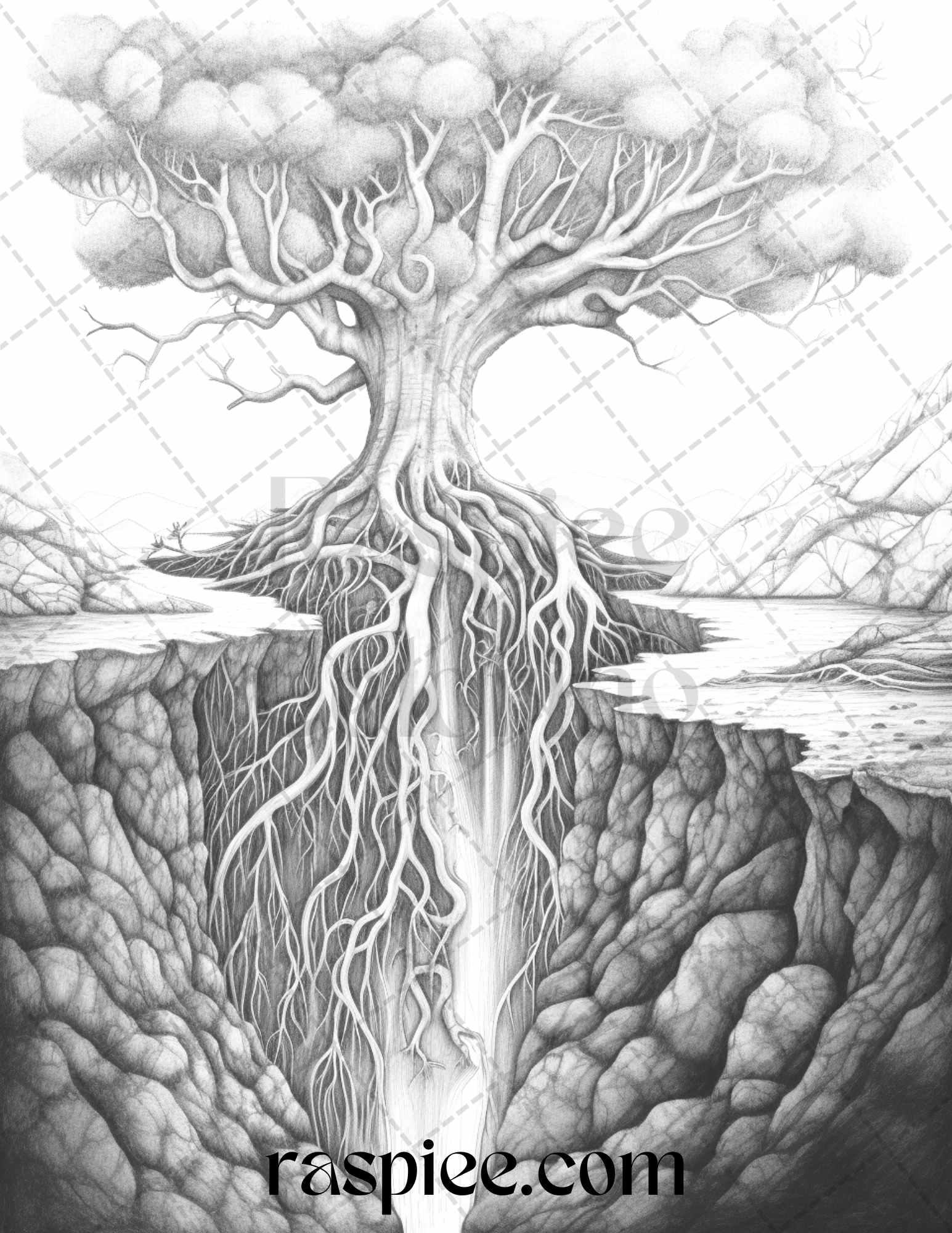 60 Enchanting Surrealism Grayscale Coloring Pages Printable for Adults, PDF File Instant Download