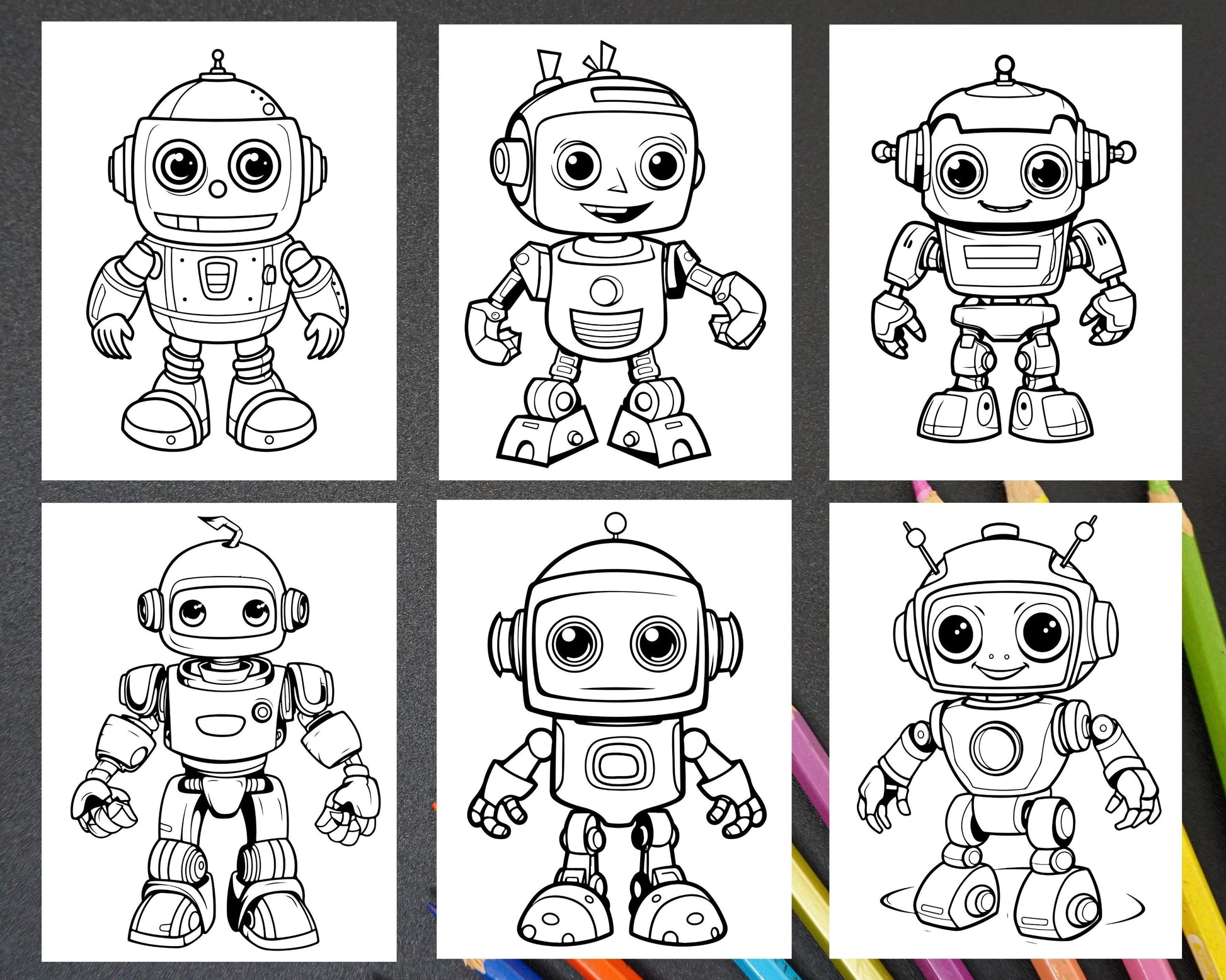210 Robot Coloring Pages for Kids, Preschool Kindergarten Learning Activity Book Printable PDF Download