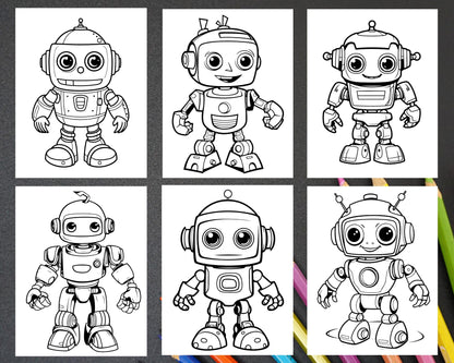 210 Robot Coloring Pages for Kids, Preschool Kindergarten Learning Activity Book Printable PDF Download