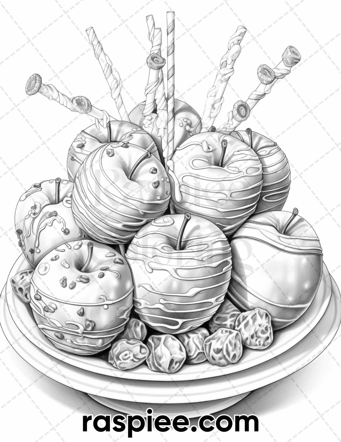 77 Christmas Desserts Grayscale Coloring Pages for Adults, Printable PDF Instant Download