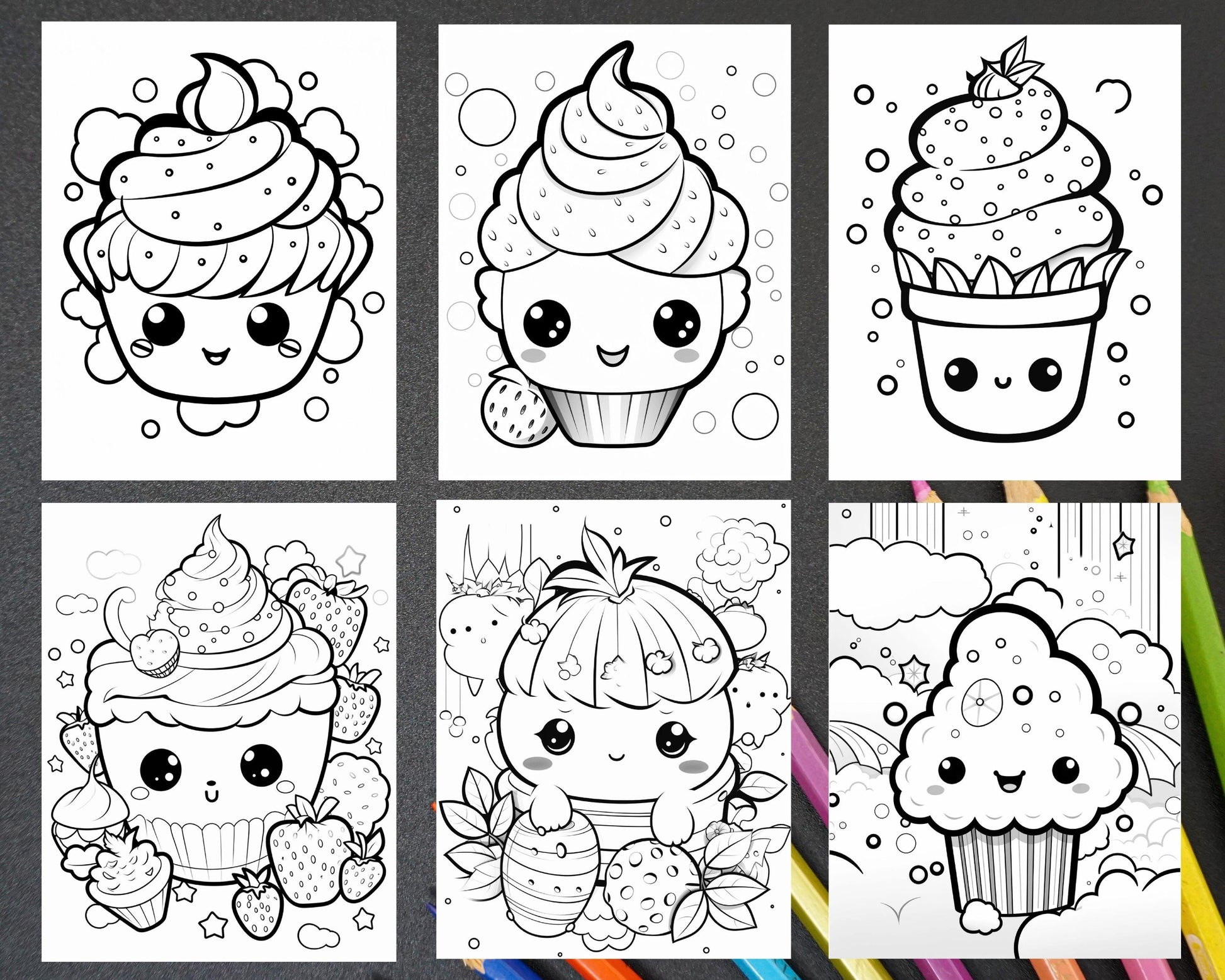 200 Kawaii Food Coloring Pages for Kids, Fun Homeschool Activities, Printable PDF Instant Download