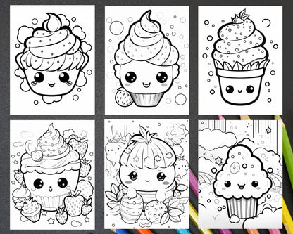 200 Kawaii Food Coloring Pages for Kids, Fun Homeschool Activities, Printable PDF Instant Download