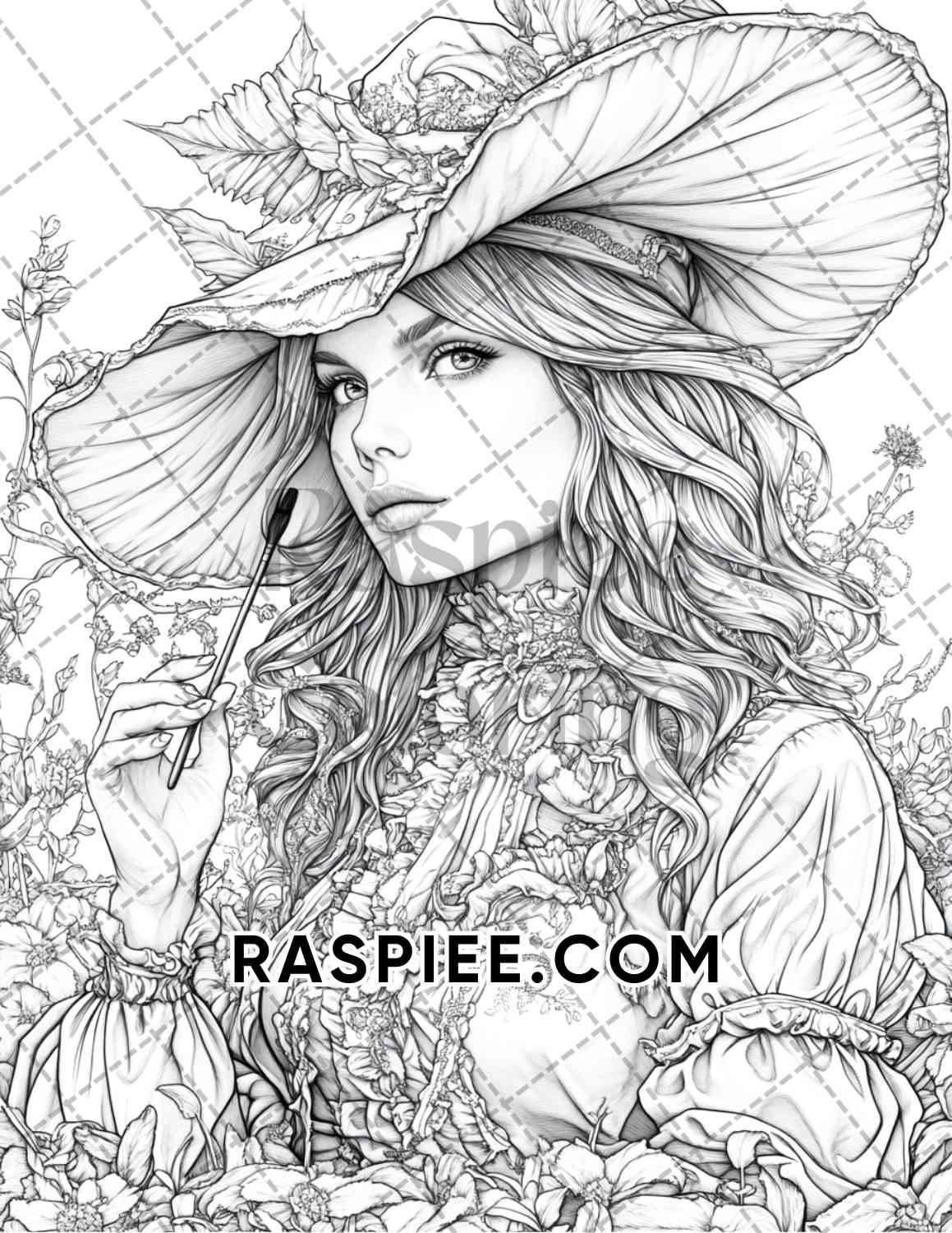Enchanted Witches Adult Coloring Pages Printable PDF Instant Download