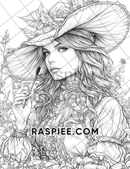 Enchanted Witches Adult Coloring Pages Printable PDF Instant Download