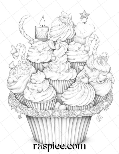 90 Merry Christmas Grayscale Coloring Pages Printable for Adults, PDF File Instant Download