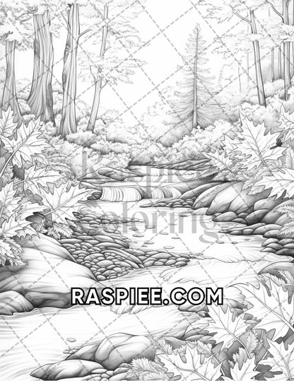 60 Relaxing Autumn Grayscale Adult Coloring Pages Printable PDF Instant Download