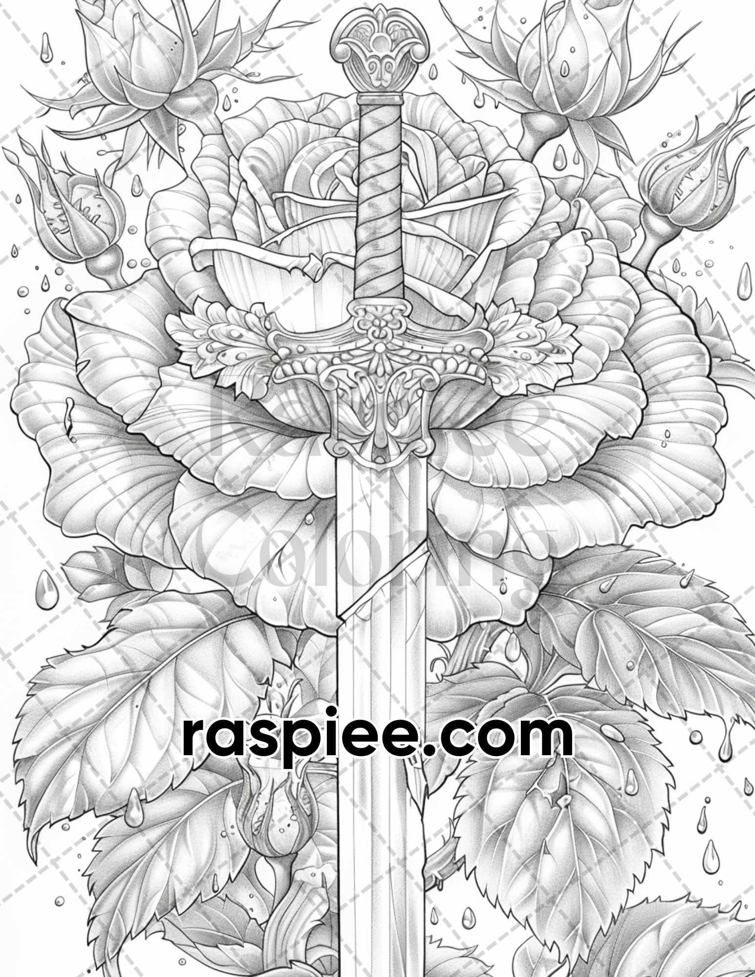 66 Intricate Gothic Tattoos Grayscale Adult Coloring Pages, Printable PDF Instant Download