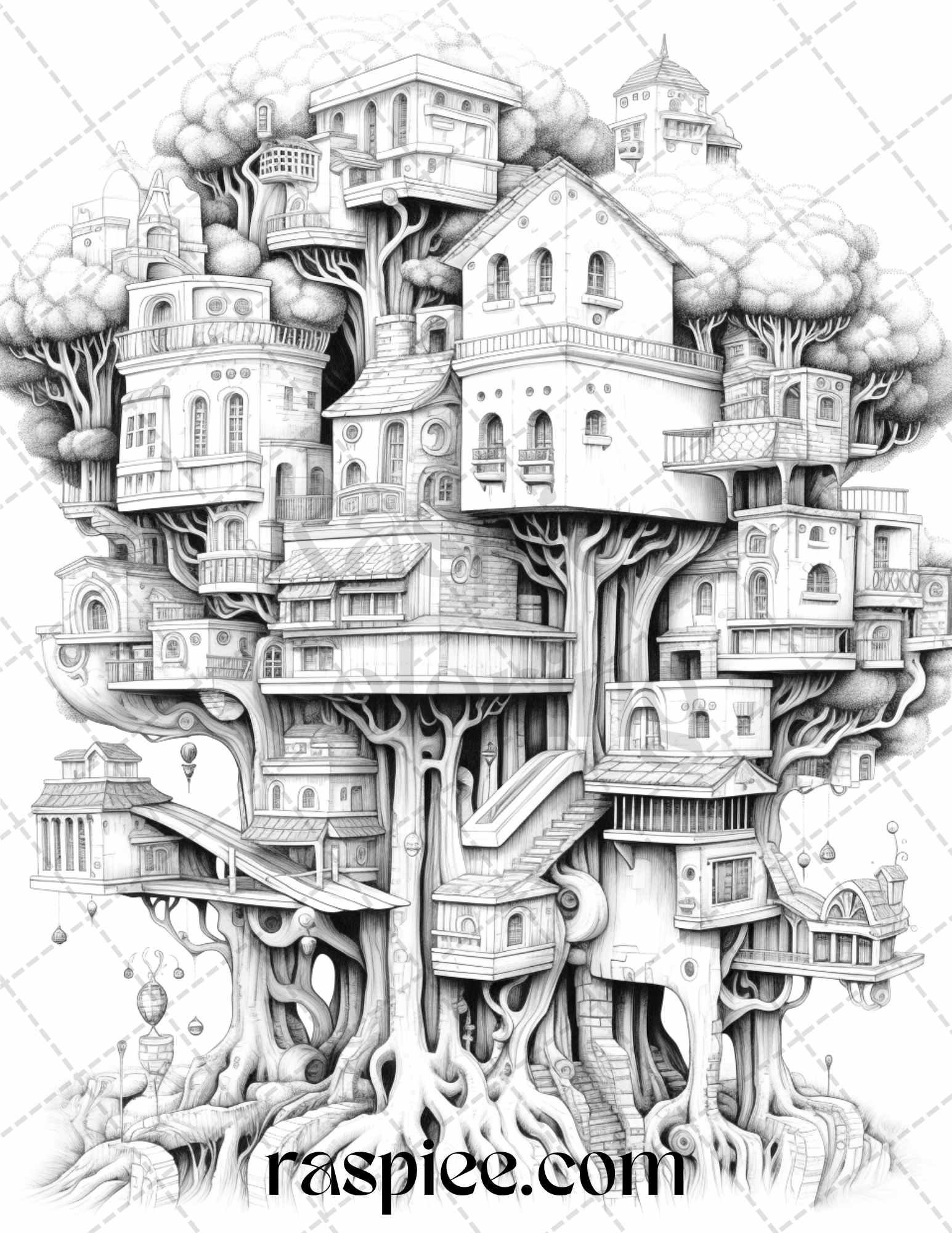 60 Enchanting Surrealism Grayscale Coloring Pages Printable for Adults, PDF File Instant Download