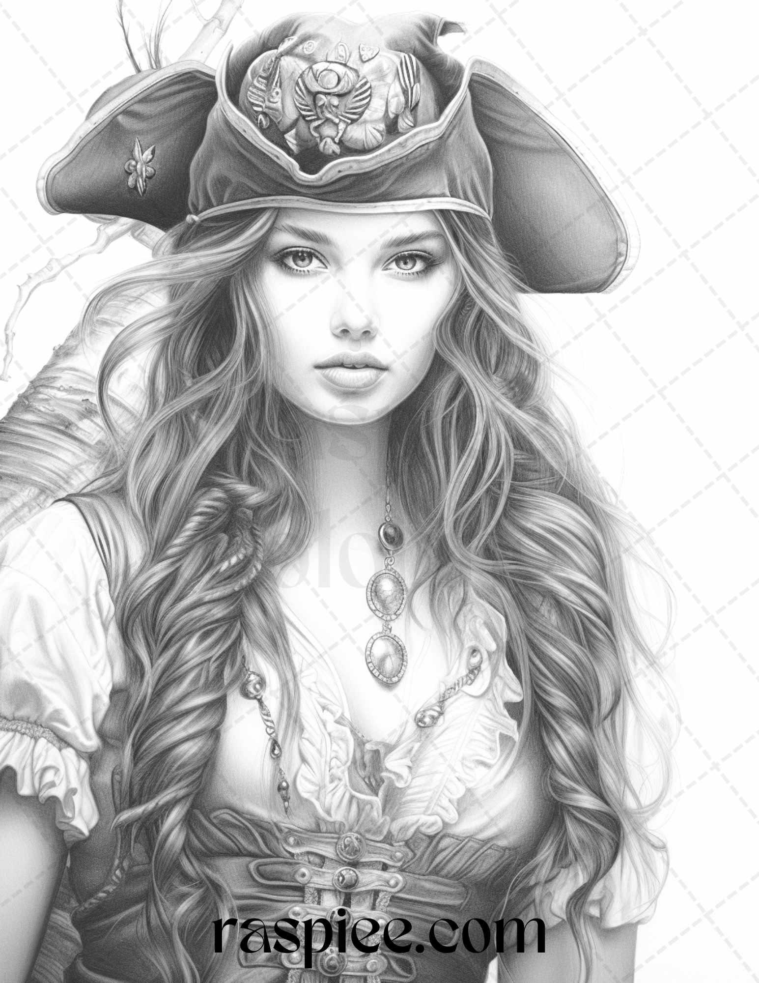 60 Pirate Life Grayscale Coloring Pages Printable for Adults, Stress Relief Coloring, PDF File Instant Download