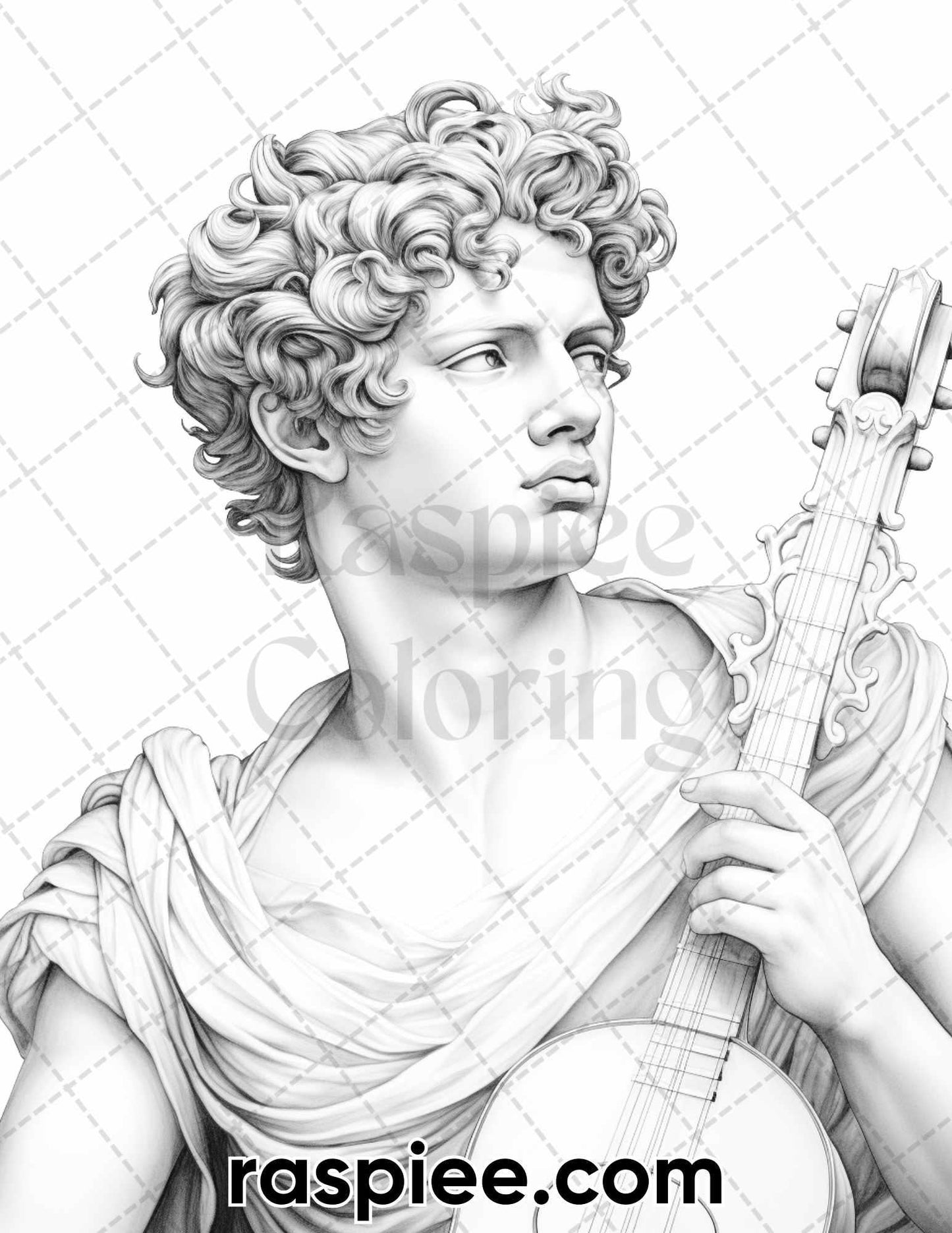 52 Mythology Gods Grayscale Coloring Pages for Adults, Printable PDF Instant Download