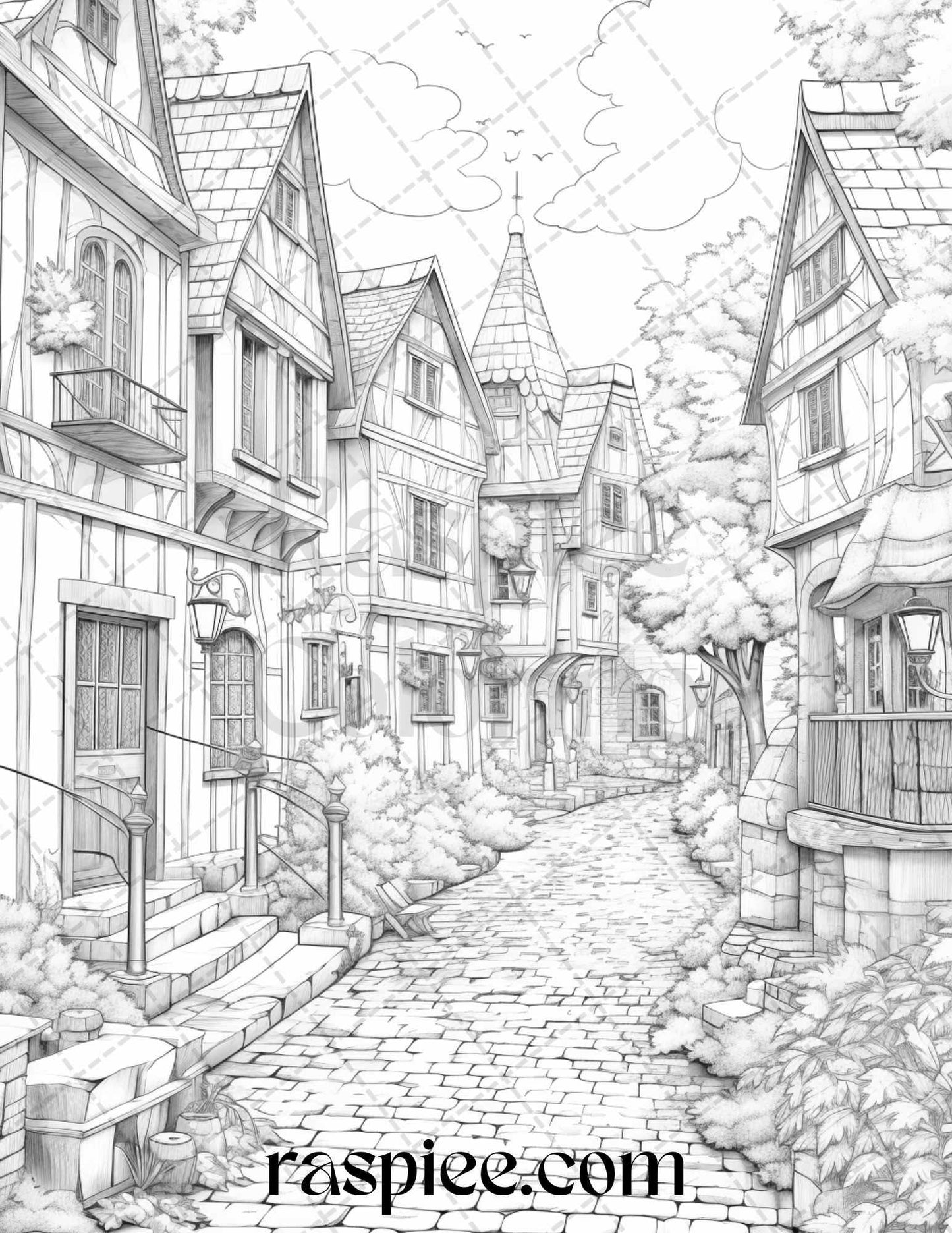 Autumn Vibes Grayscale Coloring Pages Printable for Adults, PDF File Instant Download